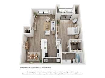 1 bed, 1 bath, 791 sqft, $1,373