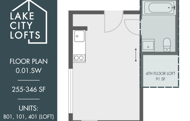 Studio, 1 bath, 346 sqft, $1,345, Unit 401