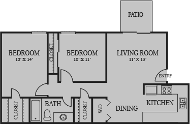 2 beds, 2 baths, 810 sqft, $1,270