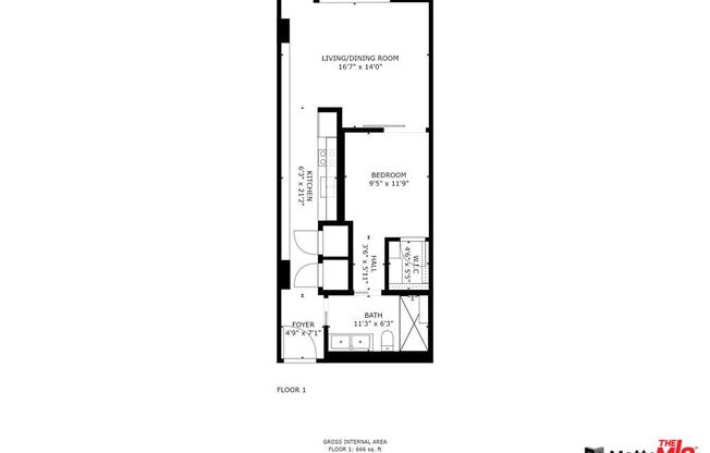 1 bed, 1 bath, 650 sqft, $2,800, Unit 1106