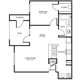 1 bed, 1 bath, 691 sqft, $1,383