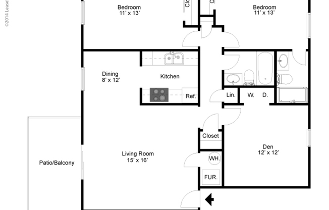 2 beds, 2 baths, 1,190 sqft, $1,527