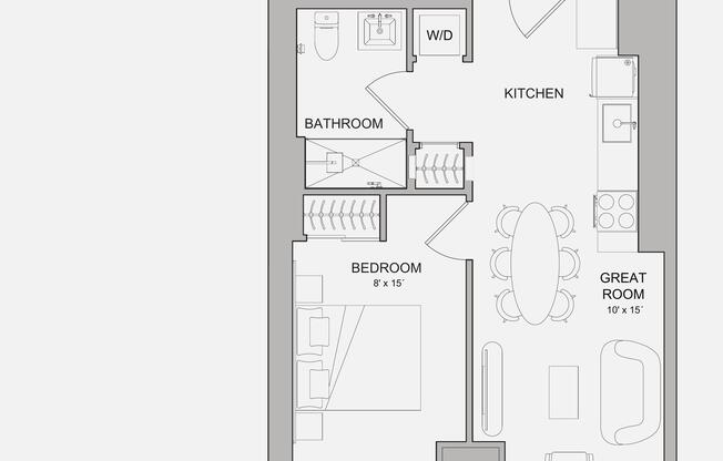 1 bed, 1 bath, $3,194, Unit 409