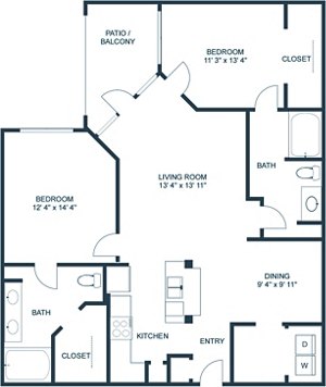2 beds, 2 baths, 1,202 sqft, $2,437
