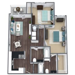 2 beds, 2 baths, 1,170 sqft, $1,533