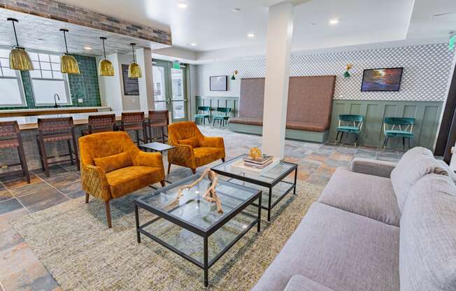 resident lounge with stylish seating at Bayswater Apartments, Burlingame, 94010