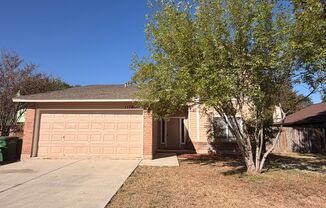 OPEN 3 BR W/ MASTER DOWN*STAINLESS STEEL APPLIANCES*FIREPLACE IN LIVING*TILED SHOWER*WALK-IN CLOSET*2" FAUX BLINDS*1.5-2 CAR GARAGE*EASY ACCESS TO SIX FLAGS, SEA WORLD, UTSA, LACKLAND AFB, & SHOPPING*