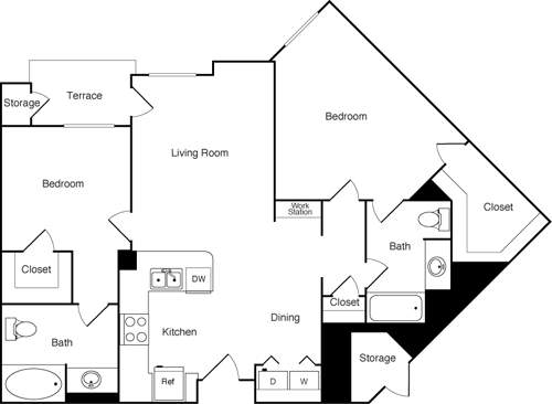 2 beds, 2 baths, 1,257 sqft, $3,775, Unit 1306