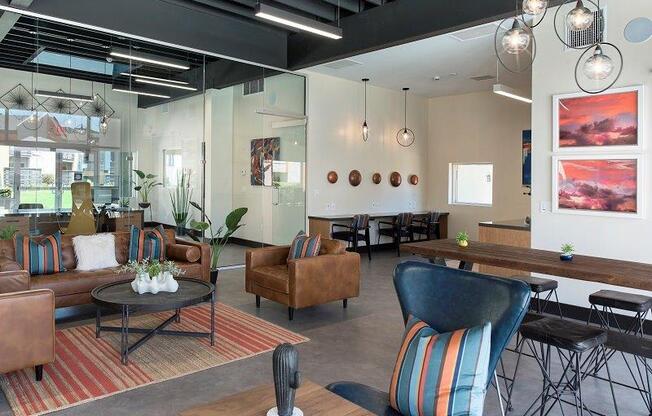 Leasing office lounge at Horizon Apartments in Santa Ana, California