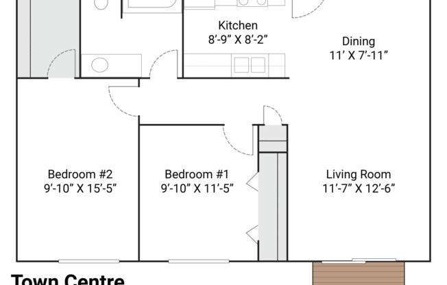 2 beds, 1 bath, 867 sqft, $920, Unit 103