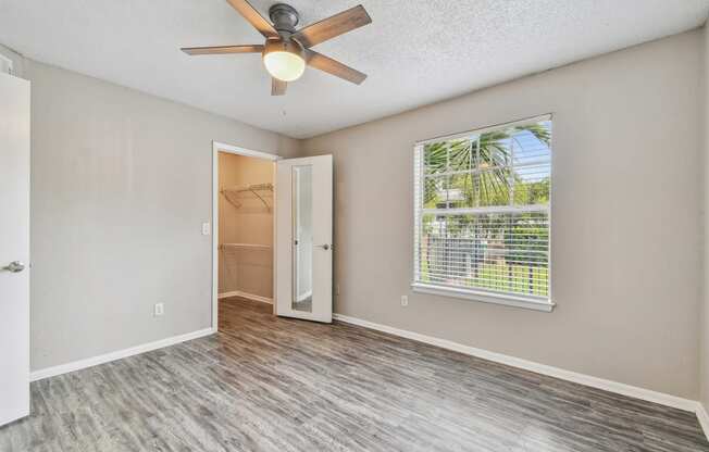 Spacious Bedroom with Ceiling Fan