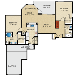 2 beds, 2 baths, 1,228 sqft, $2,052