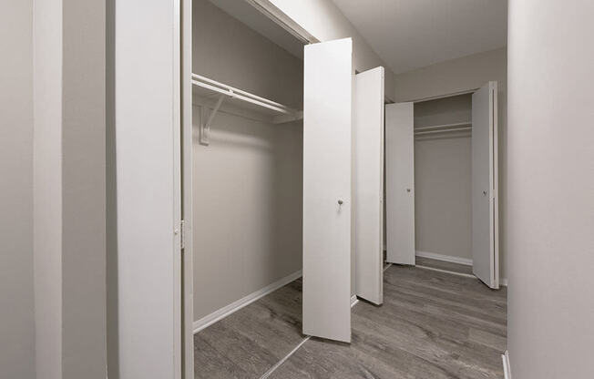 PLATINUM upgrade plenty of closet space in hallway at Trillium Apartments, Fairfax, VA