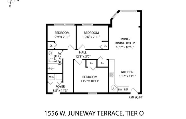 3 beds, 1 bath, 670 sqft, $2,250, Unit 1556-2O