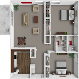 2 beds, 2 baths, 1,072 sqft, $1,356