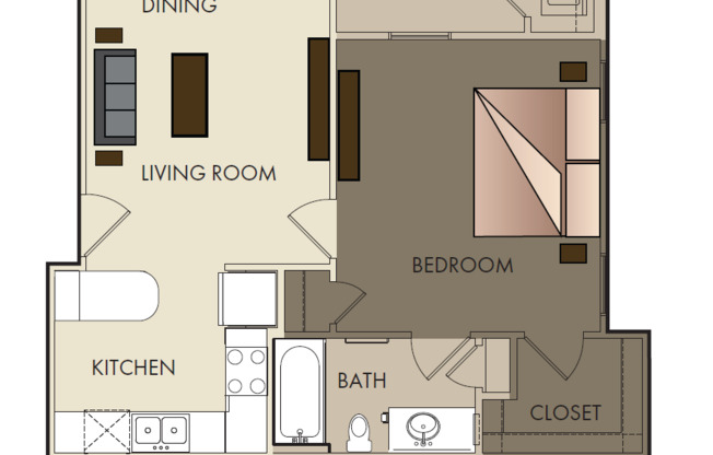 1 bed, 1 bath, 629 sqft, $1,195