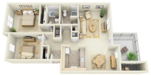 2 beds, 2 baths, 1,002 sqft, $1,740