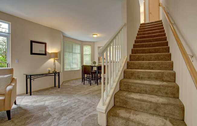 aspen creek stairs and living room Apartments in Kirkland, WA