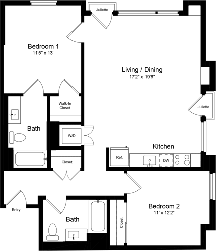 2 beds, 2 baths, 1,060 sqft, $7,106, Unit 630