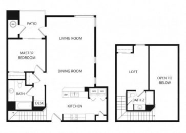 1 bed, 2 baths, 1,017 sqft, $1,670