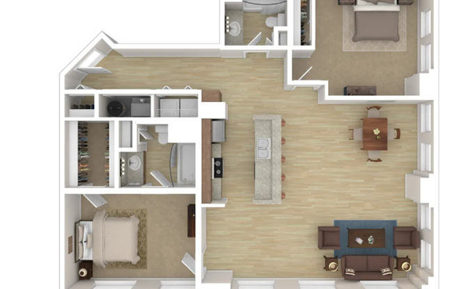 2 beds, 2 baths, 1,300 sqft, $1,399, Unit 505