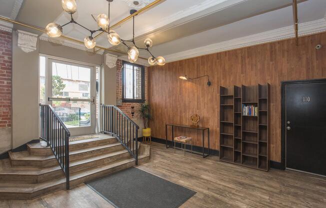 a room filled with furniture and a fireplace