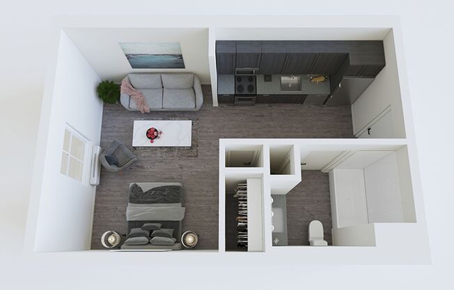 Studio, 1 bath, 362 sqft, $965, Unit 102