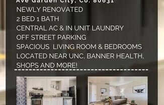 Newly renovated townhome incl washer dryer and central AC! Great location $1420/mo.