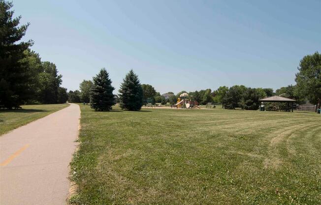 Walking trail and park near Williamsburg Park Apartments