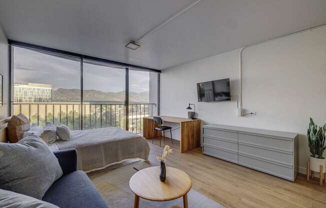 Bedroom with Expansive Floor-to-Ceiling Windows