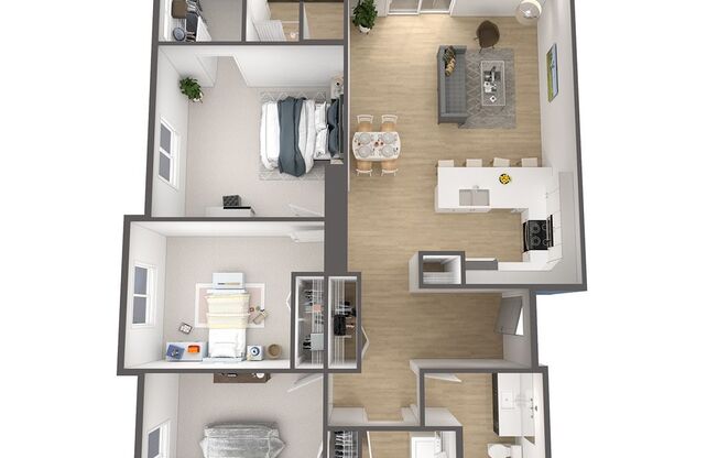 3 beds, 2 baths, 1,382 sqft, $1,965, Unit 402
