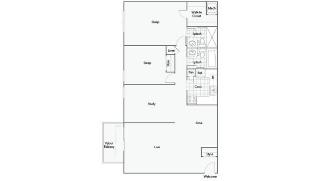 2 beds, 2 baths, 1,200 sqft, $1,740