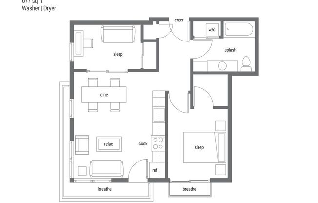 2 beds, 1 bath, 677 sqft, $2,750, Unit 502