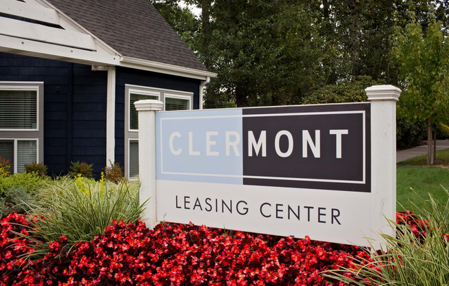 Clermont Monument Sign and Flowers