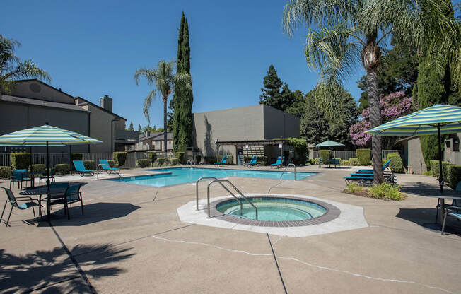 River Pointe side A swimming pool and spa with clubhouse view