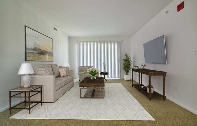 Spruce Living Room Model at Thornridge Apartments, Grand Blanc 48439