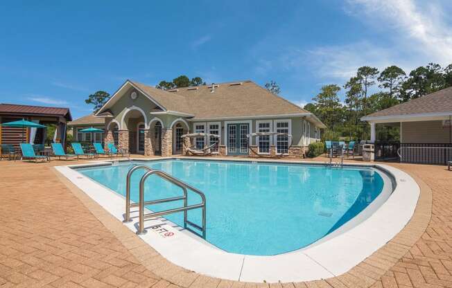 Resort-style pool area perfect for relaxation at Angel Landing apartments in Pensacola, FL