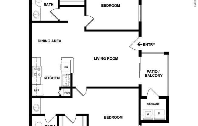 2 beds, 2 baths, 900 sqft, $1,379