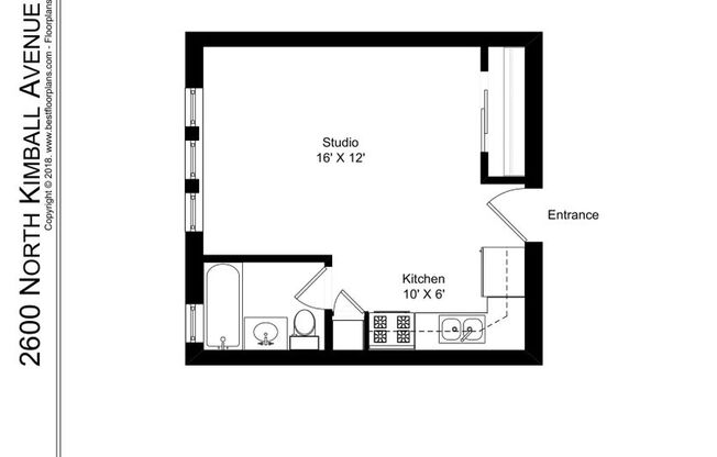 Studio, 1 bath, 347 sqft, $1,250, Unit 405