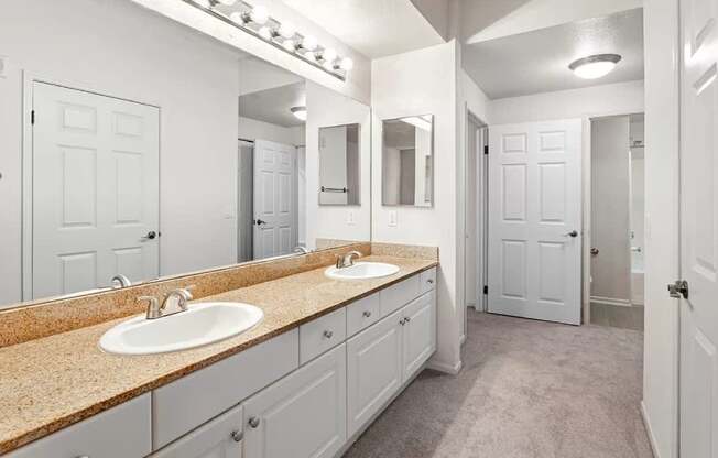 Spacious Bathroom at Towers at Costa Verde Apartments, California
