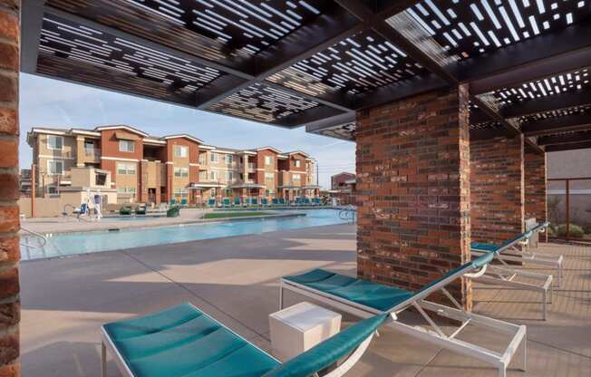 outdoor lounge chairs at Zaterra Luxury Apartments, Chandler, AZ, 85286