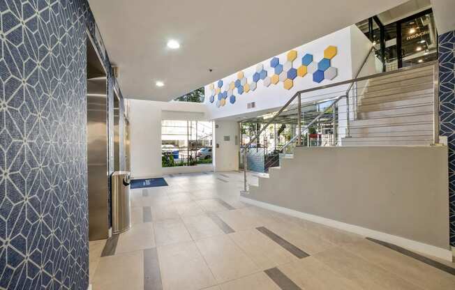 Entrance area clubhouse at Midvale Apartments, Los Angeles, California