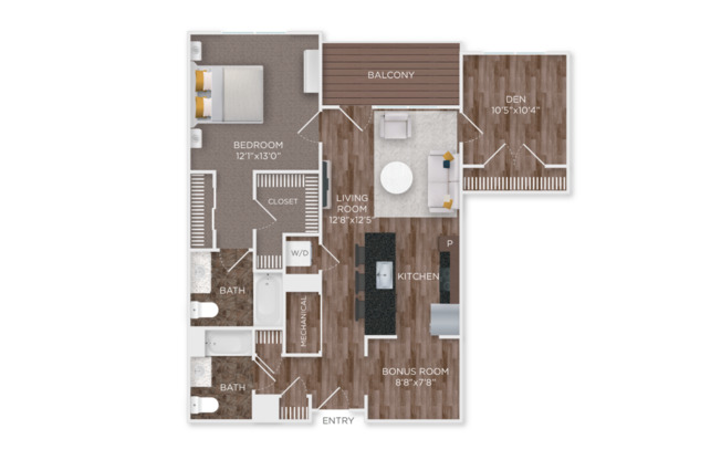 1 bed, 2 baths, 943 sqft, $2,379