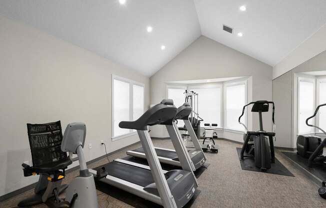the gym at the flats at big tex apartments