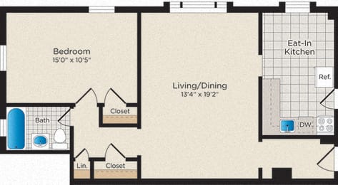 1 bed, 1 bath, 583 sqft, $1,625