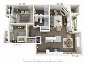2 beds, 2 baths, 928 sqft, $1,903