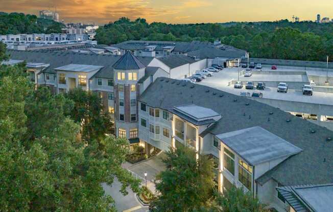 an aerial view of a building in a city at sunset at The Hendrix, Georgia