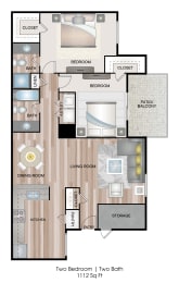 2 beds, 2 baths, 1,112 sqft, $1,106
