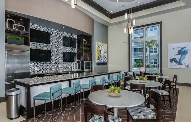 Club Room with Demo Kitchen at Epic at Gateway Luxury Apartments in Pinellas Park FL