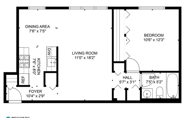 1 bed, 1 bath, 591 sqft, $1,850, Unit 201